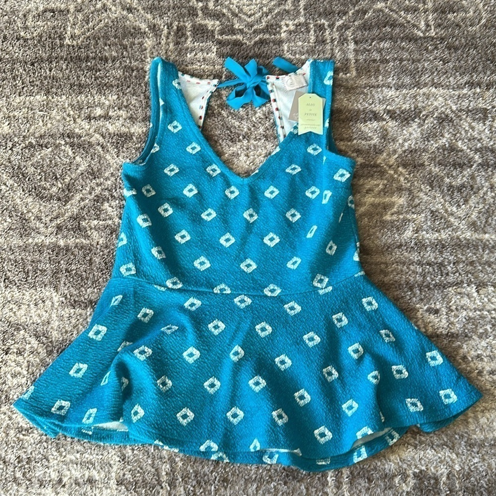 NWT Anthropologie Postmark Flynn Peplum Tank Top Tie Back - Picture 3 of 8
